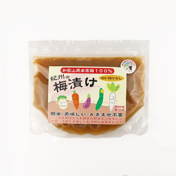 品目：紀州の梅漬け 500ｇ和歌山県南高梅100％簡単・美味しい・かきまぜ不要パックを開けたらお好きな野菜を入れるだけ半日〜１日で美味しいお漬物ができあがり！匂い残りなし〇名称：調味梅干（梅肉）〇原材料名梅、漬け原材料（食塩、果糖ぶどう糖液...