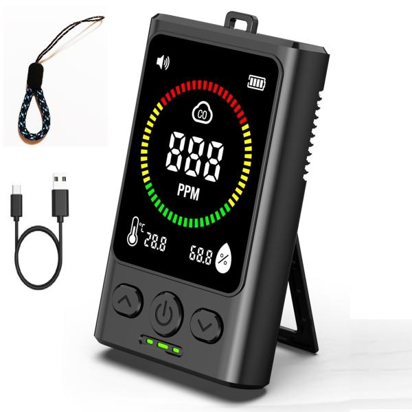 GC300 最新モデルです。＜特徴＞高精度?瞬間検知：０PPMから感知可能な高精度センサーを搭載し、わずか0.5秒で画面に表示。軽量 携帯用：コンパクトなデザインで、持ち運びも簡単ですので、旅行や非常時の備えにも最適です。温度/湿度情報も同...