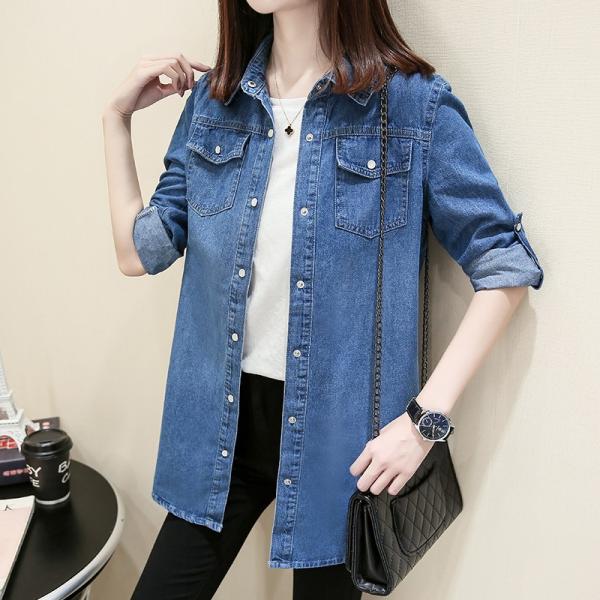 デニムシャツ ロング丈 カジュアル Gジャン ヴィンテージ加工 レディース ダンガリーシャツ 大きいサイズ チュニック 春秋 長袖シャツ トップス Juy 948 源淞ストア 通販 Yahoo ショッピング