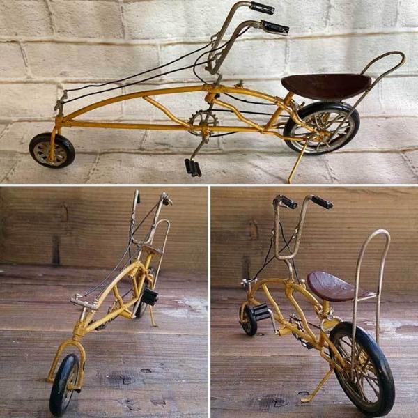 自転車 アンティーク 置物 インテリア レトロ カラーイエロー 【在庫