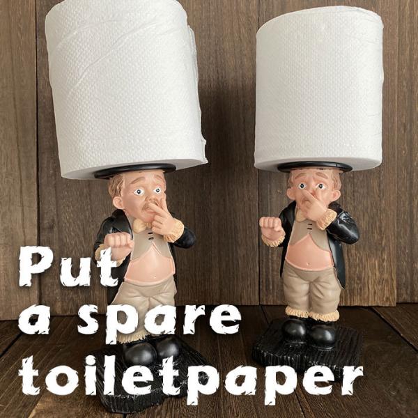 予備のトイレットペーパーをおしゃれに飾る老人紳士の置物トイレの片隅に置くだけで、あの狭い空間がおしゃれに(^^)【注意事項】商品のハット部分の直径は約3.5cmになりますので、市販で売っている直径約3.8cmの芯を使用したトイレットペーパー...