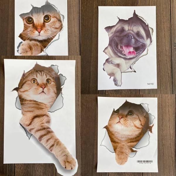 「壁から犬がっ!!!」「フタから猫がっ!!!」のトリックアートステッカーです。ビックリしたぁ(^^)お部屋やオフィスの壁、トイレの便器のフタ、ワンポイントにいかがでしょうか？■素材：PVC■タイプAサイズ：約H26cmx約W19cm■タイプ...