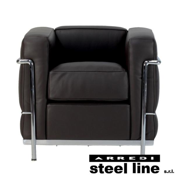 コルビジュエ LC2 純イタリア製 スティールライン社 厚手セミアニリン本革 steel line ル・コルビジェ LC2 1P（プレミアム仕様） スティール
