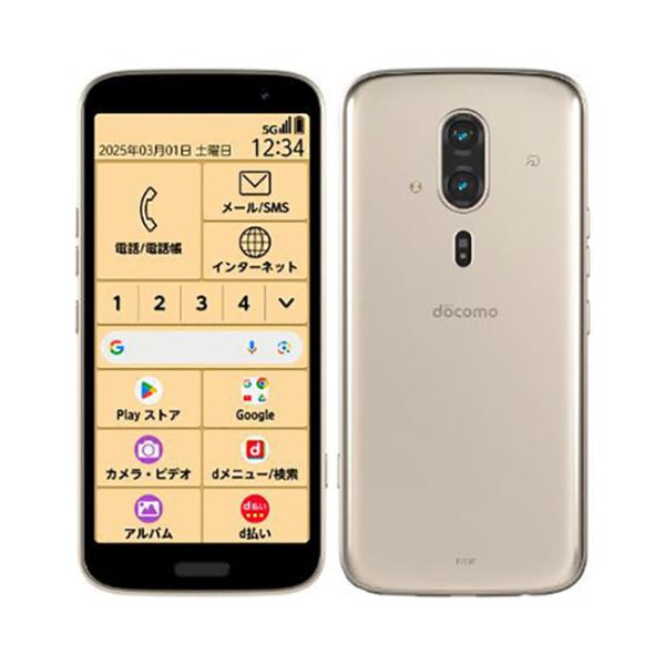 FCNT らくらくスマートフォン F-53E[128GB] docomo ゴールド【…