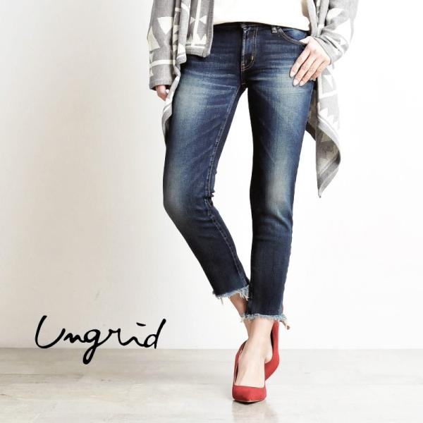 Ungridアングリッド フレイドヘム スリム ストレッチデニムパンツジーンズ 楽天市場】UNGRID アングリッド デニム クラッシュフレイドヘム