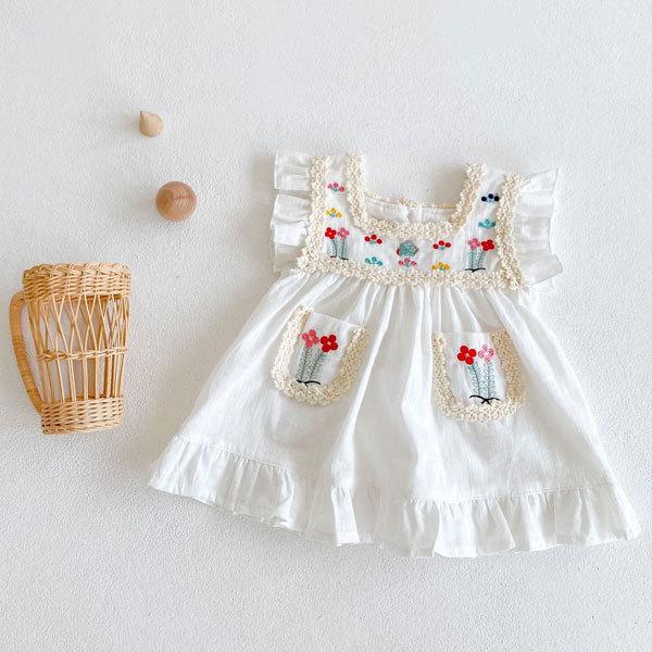 ワンピース 半袖 かわいい 春 春夏 夏 女の子 ベビー服 ベビー 服 赤ちゃん服 赤ちゃん 刺繍ワンピース お花 フラワー ホワイト ロンパース 子供 服 044 Germeyshop 通販 Yahoo ショッピング