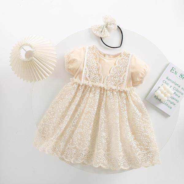 ベビードレス 女の子 ワンピース 半袖 チュール レース フォーマル 結婚式 誕生日 80 90 100 110 120 ベビー服 子供服 キッズドレ