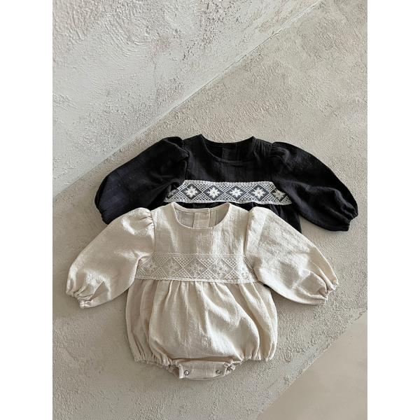 ロンパース ベビー 結婚式 発表会 女の子 男の子 赤ちゃん 赤ちゃん服 長袖 春 秋 コットン 綿 80 90cm フォーマル