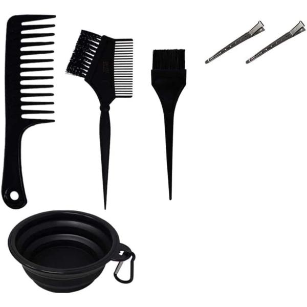 商品名：A-KG ヘアカラー 部品 5点セット 毛染め プロ用 ヘアダイブラシ コーム ハケ カップ ヘアクリップ セルフ カラーリング 白髪染め商品詳細プロ美容師・理容師さんはもちろん、初めての方もお気軽にお使いいただけます。【内容】セッ...