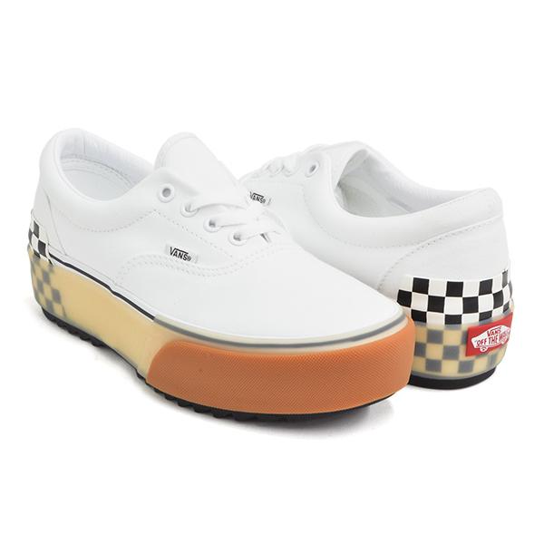 VANS ERA STACKED 【バンズ エラ スタックト】 【厚底 プラットフォーム シャークソール】 WHITE / CHECKER