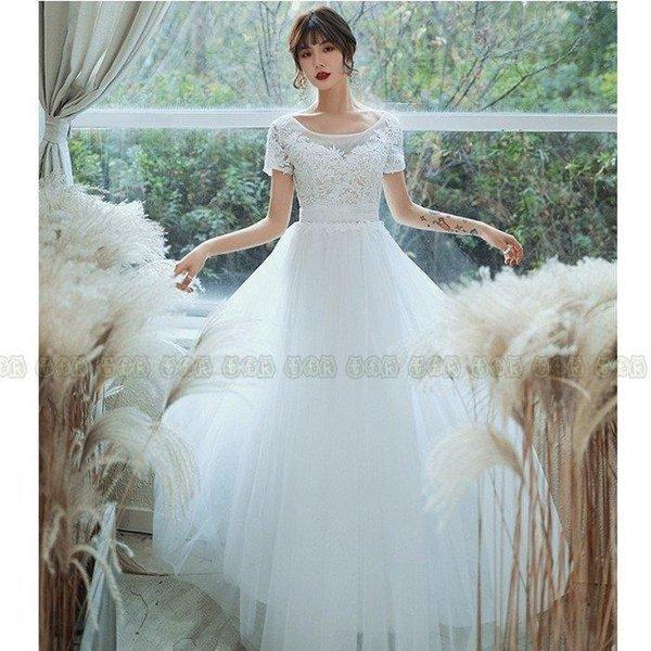 半袖 Aラインドレス ウェティグドレス パーティードレス ロングドレス 結婚式 二次会 海外挙式 花嫁 安い 大きいサイズ 発表会 おしゃれ 前撮り カジュアル 9ueuzn0ody ドレス ブライダル Tdsc Sn