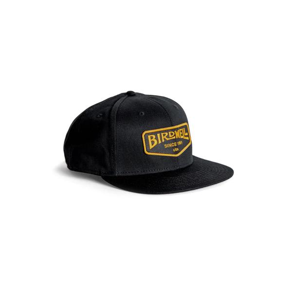 BIRDWELL Service Snapback BLACK キャップ スナップバック 6パネル コットンツイル 刺繍パッチ サーフィン キャンプ アウトドア