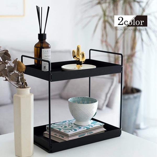 アイアン ディスプレイ 2段 ラック マーケティング 収納 オブジェ 北欧 小物置き オープンラック オープンシェルフ 白 おしゃれ 黒 インテリア