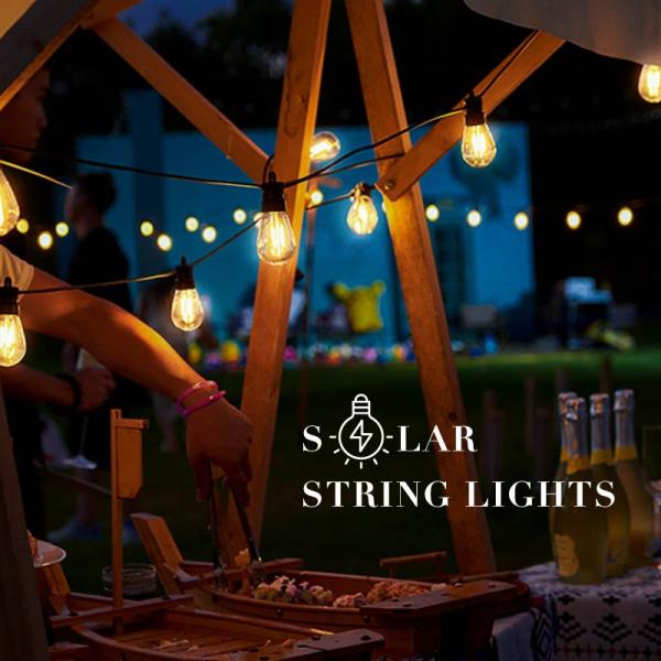ストリングライト ソーラーライト 電球型 屋外 防水 LED 電球色 暖色 分離型 明るい おしゃれ ガーデンライト