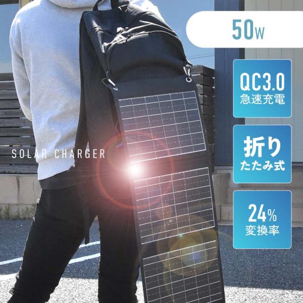 RINKMO 50W ソーラーパネル 複数並列でパワー倍増 ソーラーチャージャー ggbank_88067b