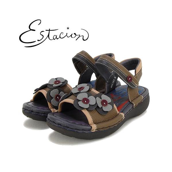 Estacion エスタシオン Estacion 革 フラワーモチーフ 甲