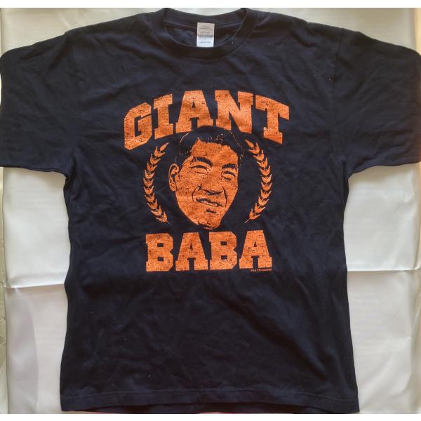 ジャイアント馬場カレッジ風Tシャツ(ネイビー×オレンジ)