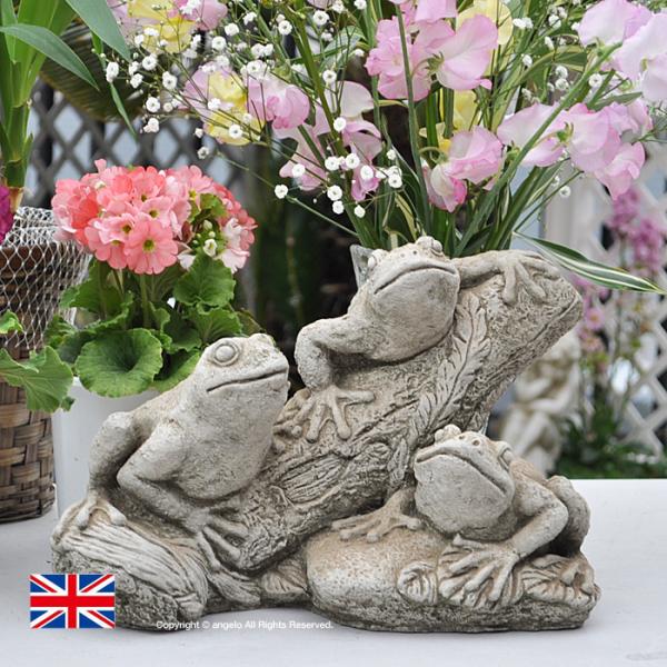 英国製 ストーン【カエル かえる フロッグ】石像 約H22cm W34cm D17cm　7.5kg 置物 ガーデニングン雑貨