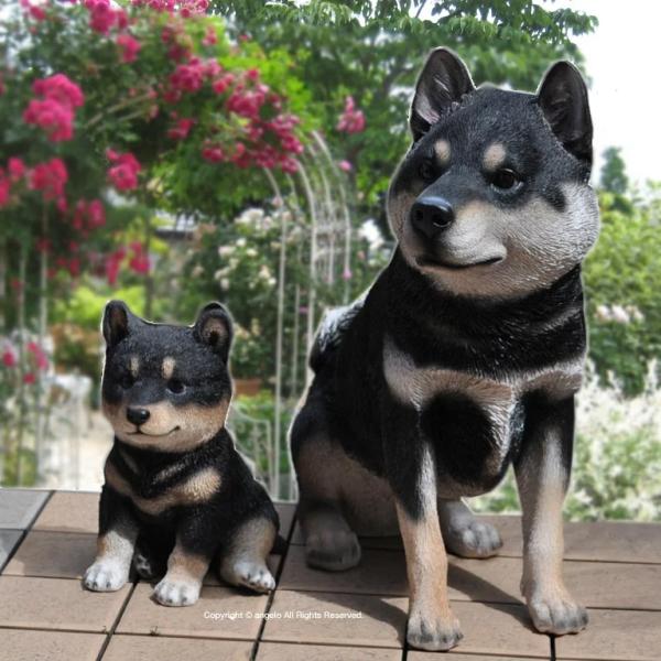 クロ柴犬　親子2個組セットお庭や玄関柴犬しばいぬくろしば送料無料 ガーデニング　ガーデン　雑貨　オーナメント　おしゃれ　置物 おうち時間 大人かわいい雑貨