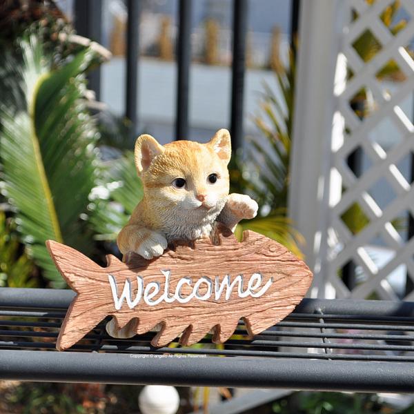 【ネコ ウエルカム】【ガーデニング雑貨】猫 玄関庭 キャット ガーデニング ガーデン 雑貨 オーナメント おしゃれ