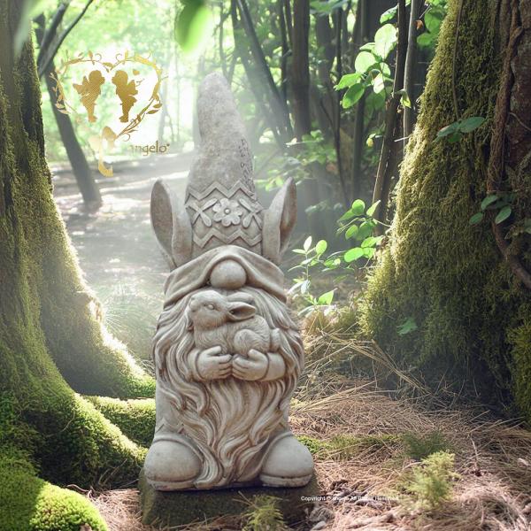 英国製【ドワーフとウサギ】ストーン置物 H35cm 6kg 北欧 神話 妖精