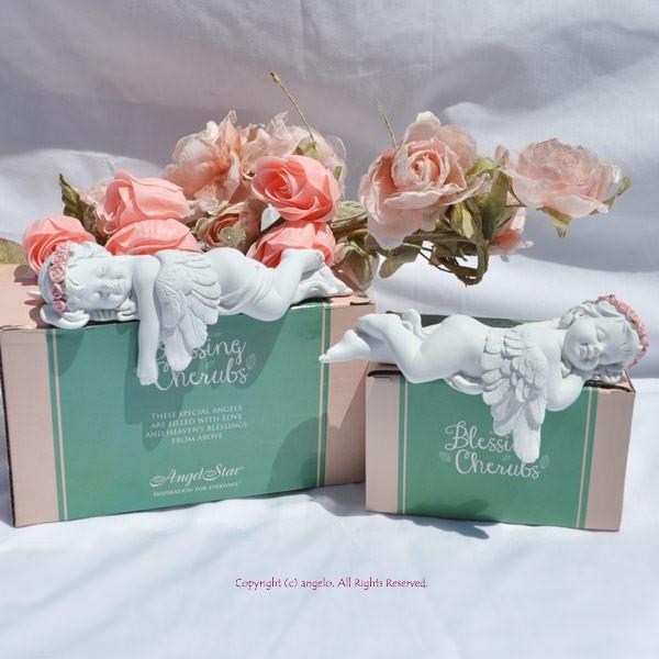 エンジェルスターangel Starかわいらしいうたたねエンジェルペア天使置物 バラ雑貨 姫 妖精 大人気 薔薇