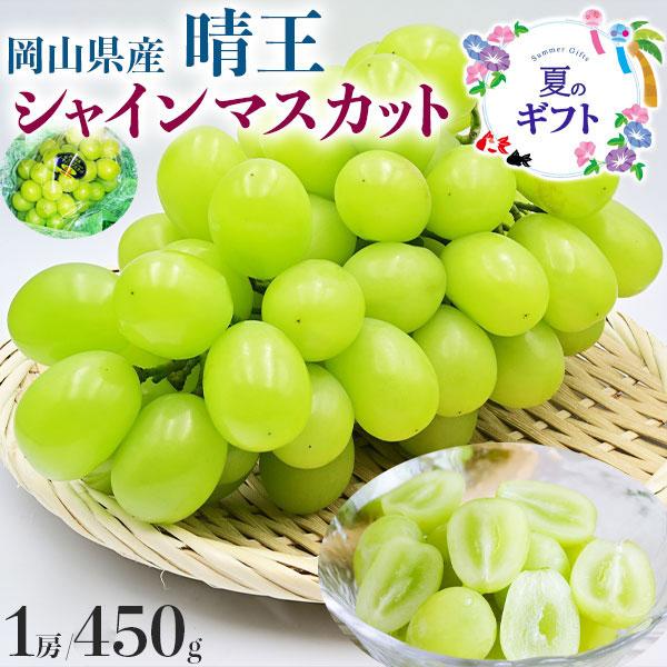 ぶどう 岡山県産 晴王 シャインマスカット シャイン 450g 1房 高糖度 希少品種 マスカット 遅れてごめんね お中元 敬老の日 家庭用 ギフト