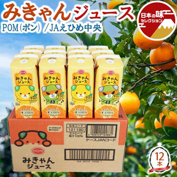 みかんジュース えひめ飲料 POM(ポン) みきゃんジュース 165ml 紙パック ×12本入 ギフト ブランド段ボール箱 贈り物 誕生日 敬老の日