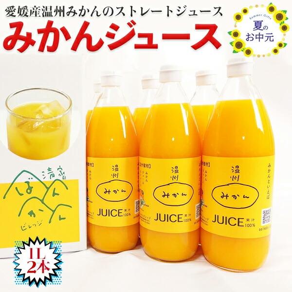 愛媛みかん 温州 みかん ジュース 果汁100% ストレートジュース 2本セット(1本1000ml) 家庭用 みかん果汁 100% ジュース 柑橘 フルーツジュース