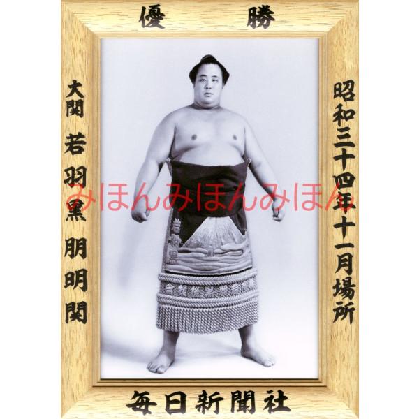 若羽黒朋明関 優勝ミニ額 大相撲ミニ額 大相撲優勝額 昭和３４年１１月場所 優勝 大関 若羽黒朋明関