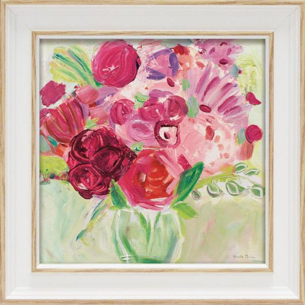 絵画 ミニゲル アートフレーム ファリダ ザマン 「ピンク アンド レッド フローラル」 壁掛、卓上両用（木製丸棒足付） FZ-02003爆買 周年記念品...