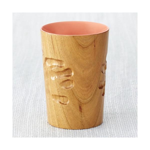 マギーカップ ( 手形入り オーダーマグカップ / 木肌 ( 外 ) ピンク ( 内 ) ) 手形 ベビー 出産祝い 記念品