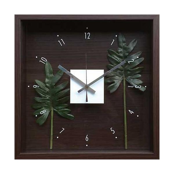 ( �A�[�g�N���b�N ) Design Clock Leaf Philodendron cv.kookaburra �|�����v �G�� ������� ���_��