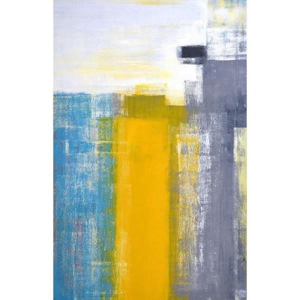 ( �A�[�g�p�l�� ) Art Panel T30 Gallery Teal and Yellow Absract Art Painting �p�l�� �z �t���[��