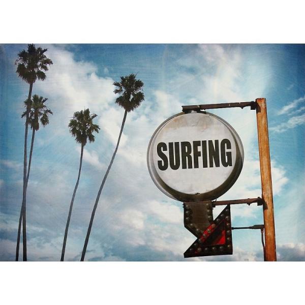 ( �A�[�g�p�l�� ) Carino Canvas Art surfing sign with palm trees 700x500mm �|�X�^�[ �A�[�g �C���e���A ���蕨