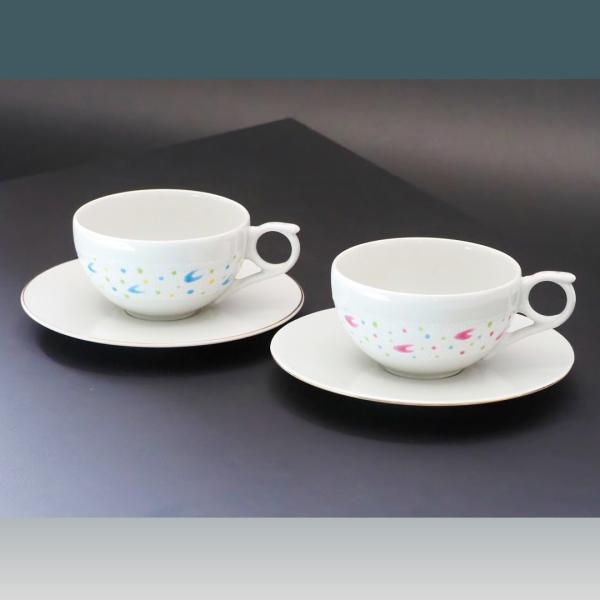 手描き陶器壺 花模様　九谷焼 九谷焼 作家手描き絵付け ティーカップ＆ソーサー 花うららライン 2色
