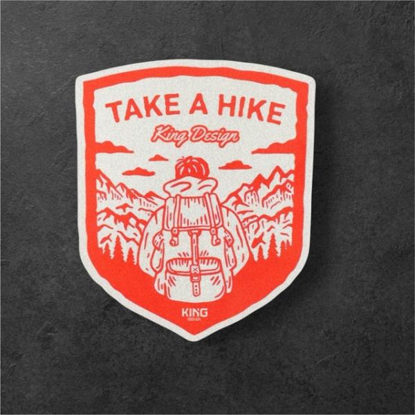 TAKE A HIKE ソロキャンプ 遠足 群山 エンブレム 防水反射ステッカー