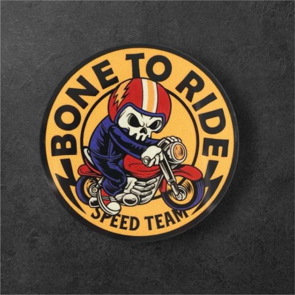BONE TO RIDEスクータースカル エンブレム 防水反射ステッカー（Sサイズ）
