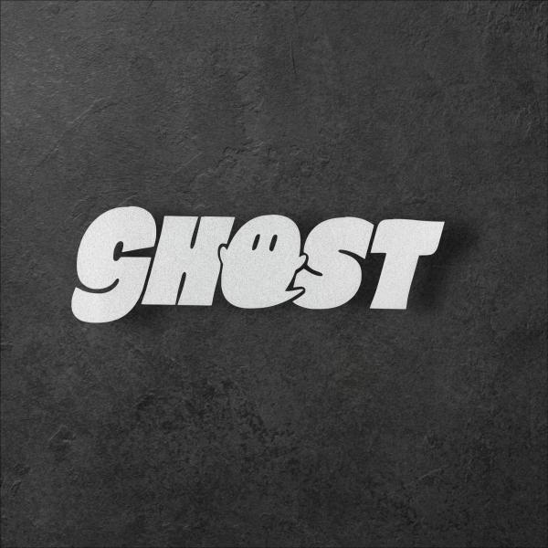 GHOST �X�e�b�J�[ �z���C�g/�V���o�[ S�T�C�Y �S�[�X�g���킢�������� �H�샍�S �J�[�X�e�b�J�[ �ԗp���O�h���E���ˁEUV�J�b�g�ό�d�l ���i�摜
