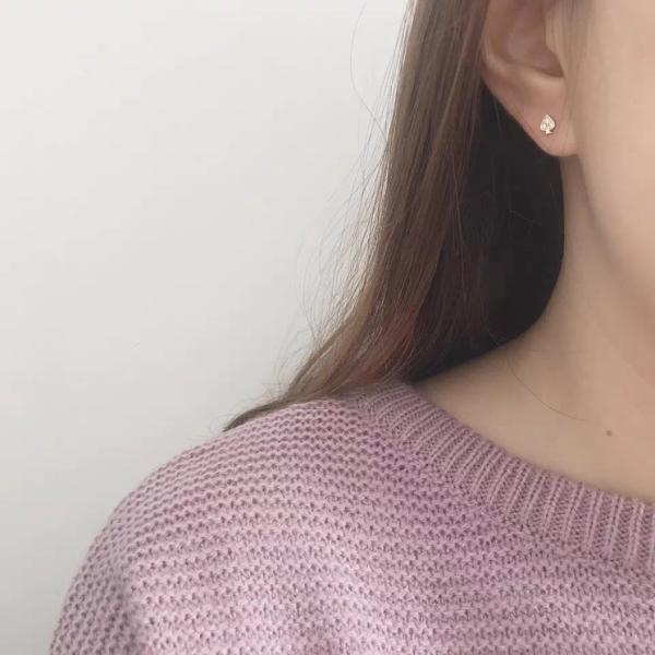 S925 シルバー ハート ジルコニア スタッド ピアス クレア レディース 3石 ミニ 14K ゴールド カラー TEXTALIAN テキスタリアン