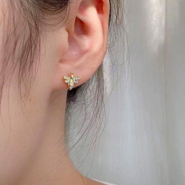 S925 シルバー パヴェ ビー ピアス エヴァ レディース 蜂 ハチ ジルコニア 小ぶり 14K ゴールド カラー TEXTALIAN テキスタリアン