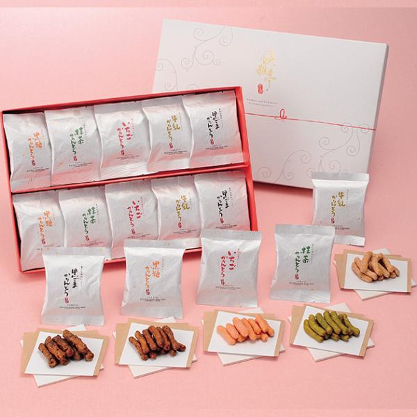 【商品内容】●黒糖かりんとう10g×2、黒胡麻かりんとう10g×2、牛乳かりんとう10g×2、抹茶かりんとう10g×2、いちごかりんとう10g×2●アレルゲン：乳・小麦●生産国・加工地：日本●化粧箱●パッケージサイズ：260×390×40m...