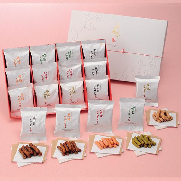 【商品内容】●黒糖かりんとう10g×3、黒胡麻かりんとう10g×3、牛乳かりんとう10g×2、抹茶かりんとう10g×2、いちごかりんとう10g×2●アレルゲン：乳・小麦●生産国・加工地：日本●化粧箱●パッケージサイズ：260×390×40m...