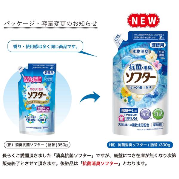 ※パッケージデザイン・容量を変更いたしました。菌の繁殖を抑える抗菌剤配合　室内干しのイヤなニオイを防ぎ、やさしい香りで衣類を包みます。ふっくら柔らかく仕上がり、静電気や繊維の傷みを防ぎます。。※長期保管により固まる事がある為、お早目にご使用...