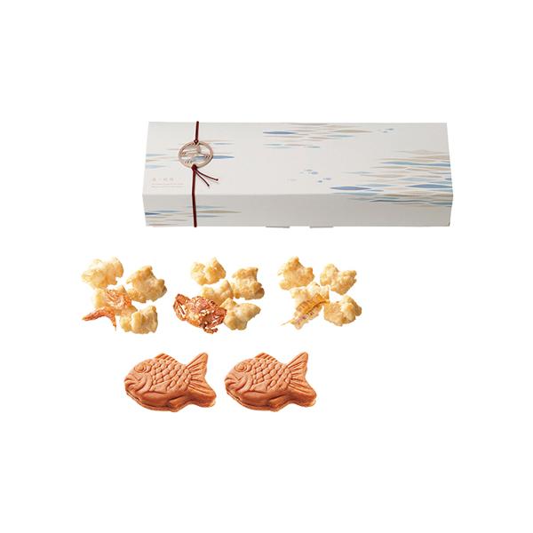 ※この商品は１２個以上のご注文に限らせていただきます。●商品サイズ／103 × 310 × 52 mm●賞味期限／30日●アレルゲン／乳成分・小麦・卵・えび・かに【セット内容】珍味入りおかき（えび）25g×1・珍味入りおかき（かに）25g×...