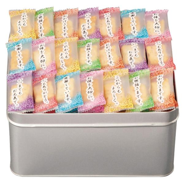 ●箱サイズ約：24X24X12(cm)/重さ：915g●化粧箱入海老マヨ味・胡麻サラダ味（計３５０ｇ）　【アレルゲン：卵・えび・大豆・豚肉・ごま】●缶入●普段言葉では言い表せない「感謝のきもち」を個包装にデザインしました。●加工地：日本●常...