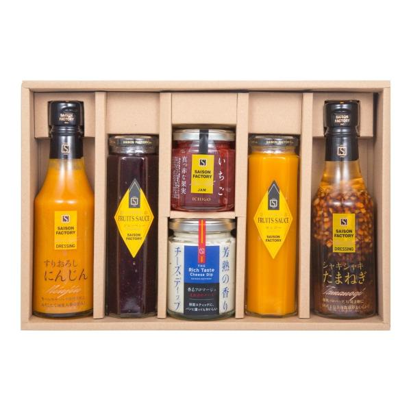 果実や野菜のおいしさを十分に引き出したジャムやフルーツソース、ドレッシングと、コクがあり滑らかな舌触りのチーズディップを詰合せました。あらゆる食のシーンに華を添える、人気商品詰合せです。〇商品内容：リッチスタイルドレッシング(にんじん・たま...