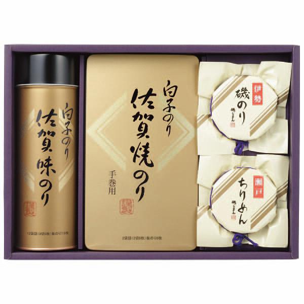 [Release date: April 8, 2025]●白子のり＆磯じまん　のり＆佃煮詰合せ いそ-30Z●九州佐賀県産の海苔と磯じまん佃煮の詰め合わせ。ごはんのお供に好適な詰め合わせです。●味のり12袋詰(8切4枚)、焼のり2袋詰(2...