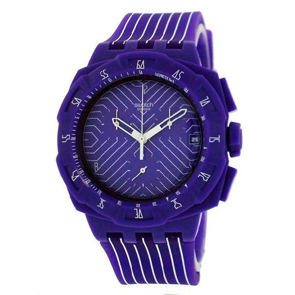 ケース割れ] SWATCH スウォッチ 腕時計 SUIV401 クロノ PLASTIC PURPLE 