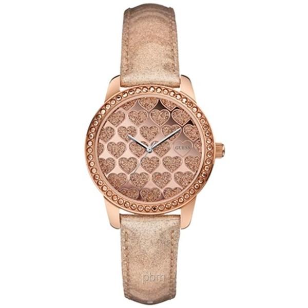 GUESS ゲス w0549l1 ローズゴールド ハート柄フェイス アナログ  